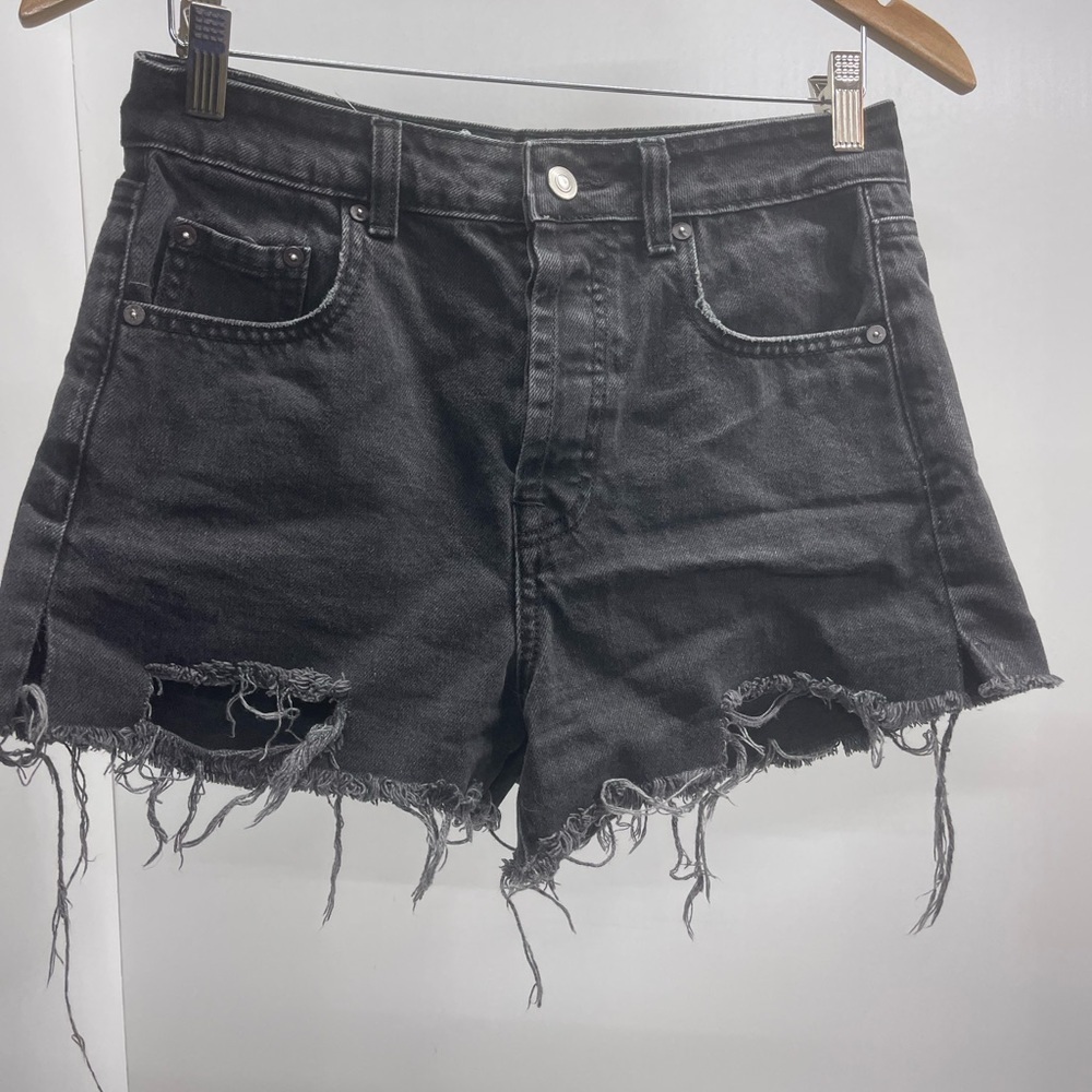 Gianni‎ Bini Black Frayed Distressed Denim Shorts
